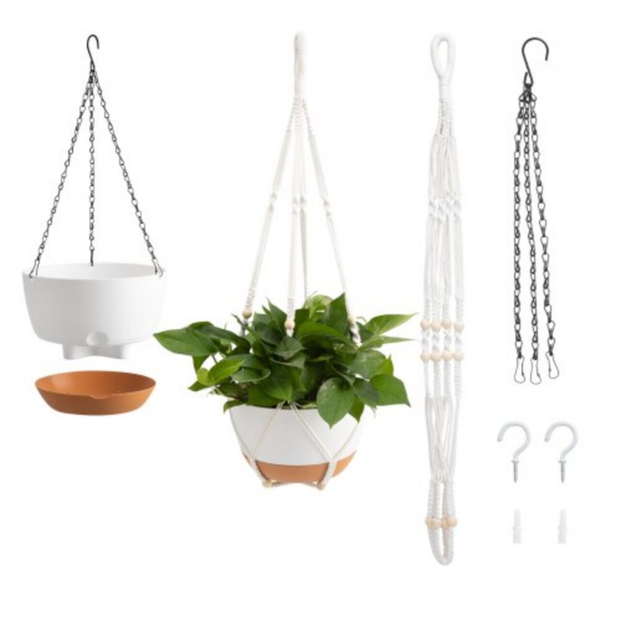 2-Pack 10" Self-Watering Hanging Planters with Drainage Holes